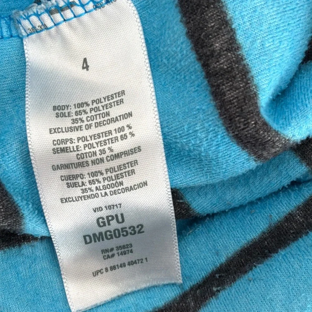 Carters Kids Blue Black Striped Polar Bear Fleece‎ Footed Pajamas Sleeper Size 4